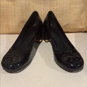 Tory Burch Black Heels with Gold Accent